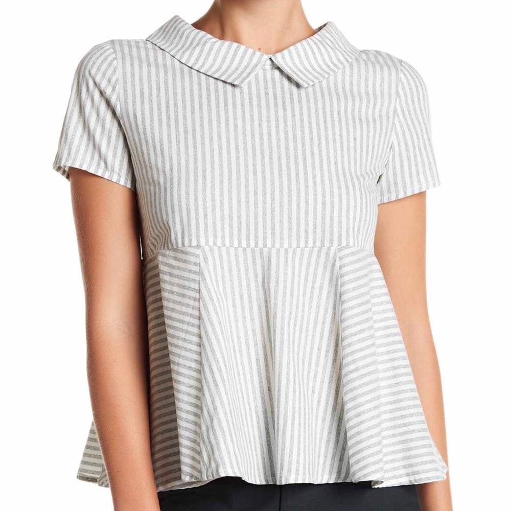 NWT After Market Collared Peplum Top - green